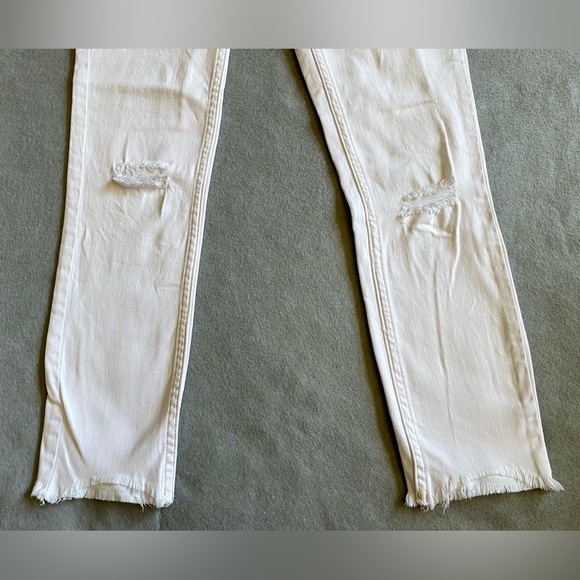 Free People Jeans Women’s 25 x 24.5 White Skinny Low Rise Distressed Cotton - Picture 4 of 9